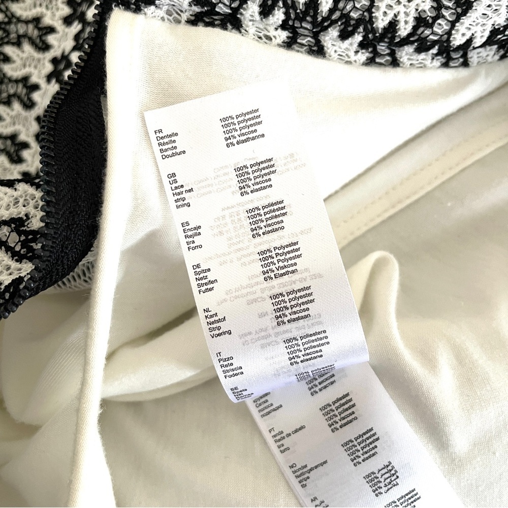MAJE Josy Pleated Black and White Lace Midi Skirt - Picture 12 of 15